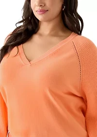 Plus Raglan V-Neck Sweater
