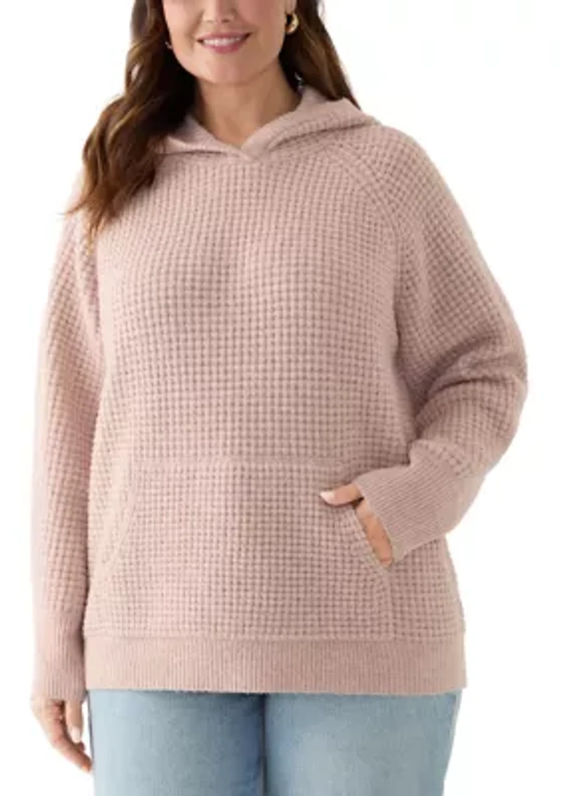Plus Waffle Stitch Hoodie Sweater