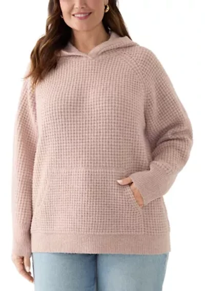 Plus Waffle Stitch Hoodie Sweater