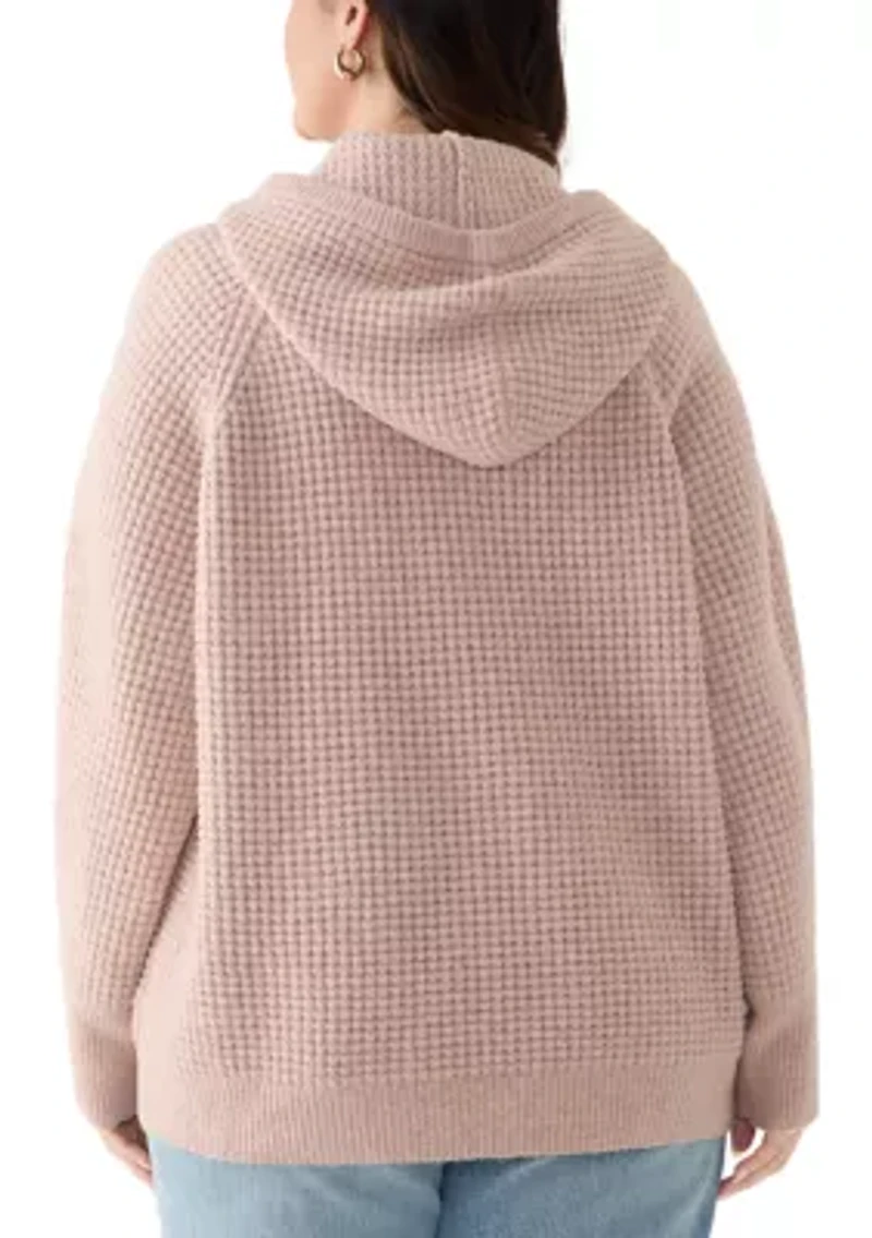 Plus Waffle Stitch Hoodie Sweater