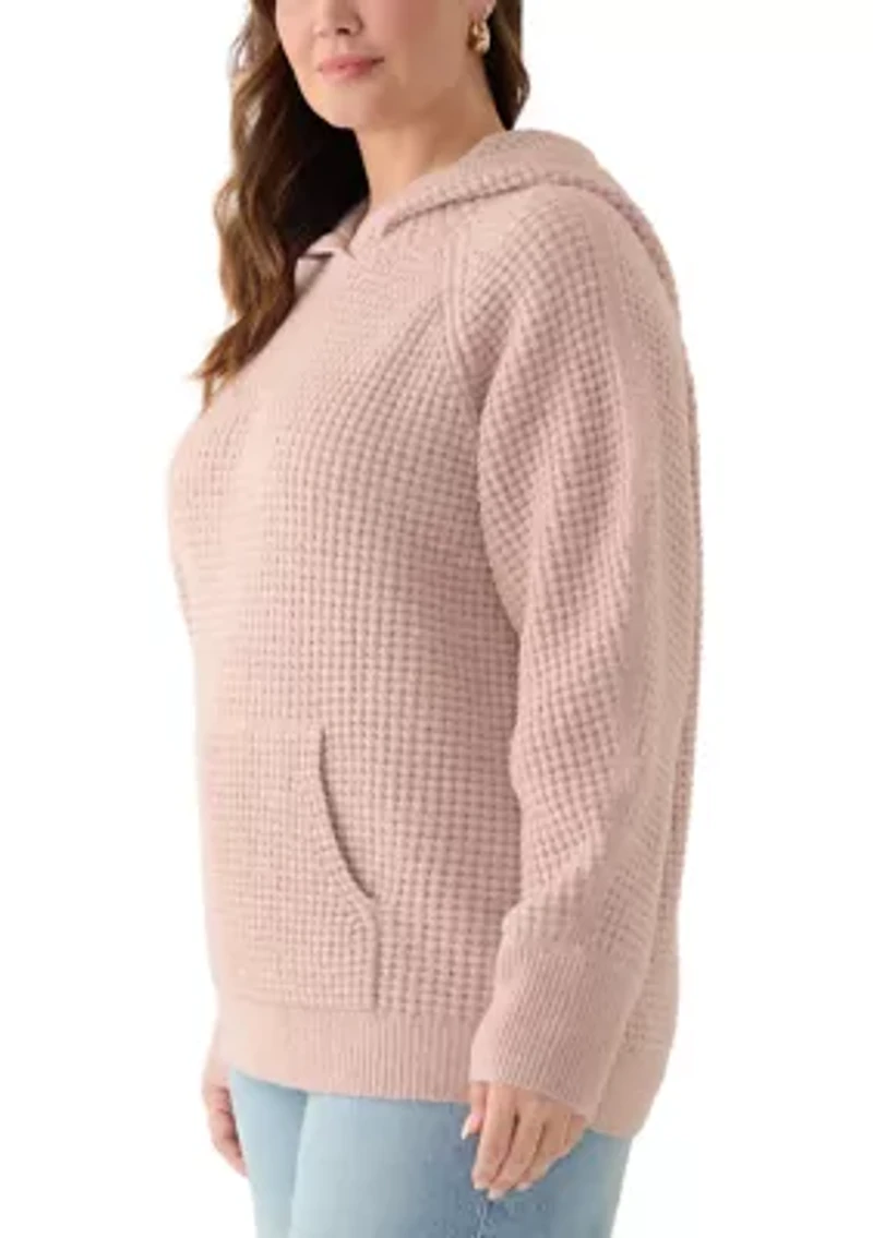 Plus Waffle Stitch Hoodie Sweater
