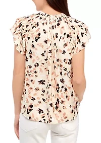 Petite Flutter Sleeve V-Neck Airflow Blouse