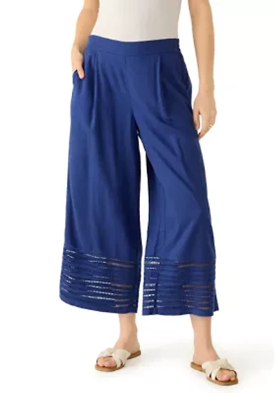 Women's Wide Leg Pants with Trim