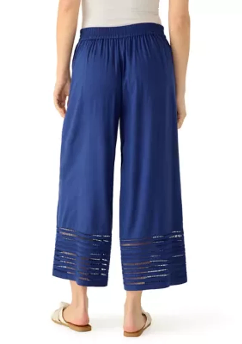 Women's Wide Leg Pants with Trim
