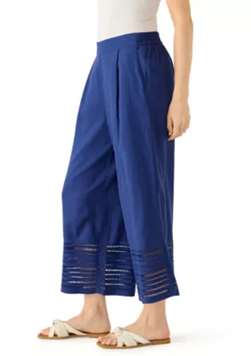 Women's Wide Leg Pants with Trim