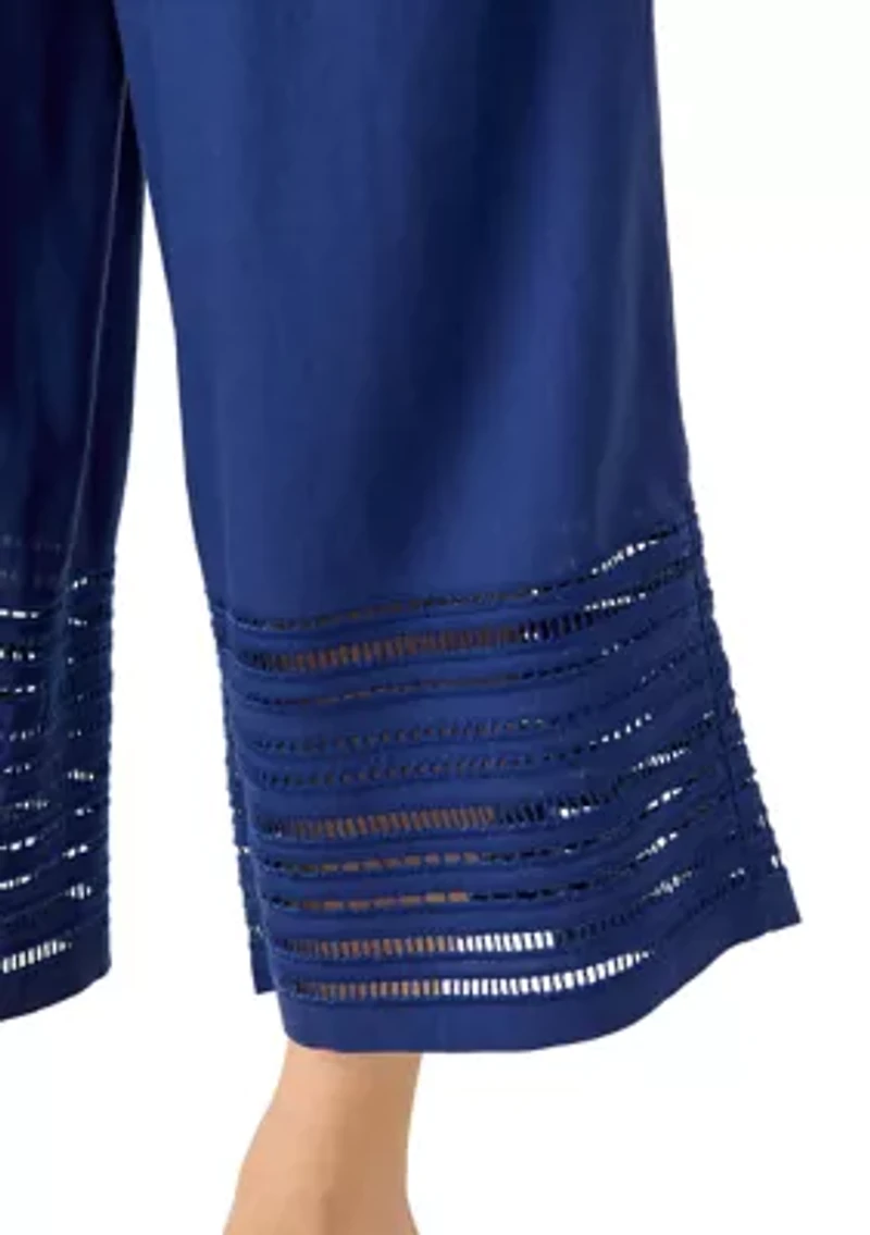 Women's Wide Leg Pants with Trim