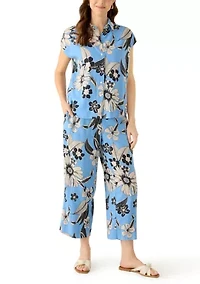 Women's Pull On Floral Wide Leg Linen Pants