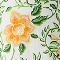 Women's Cap Sleeve Floral Linen Shirt