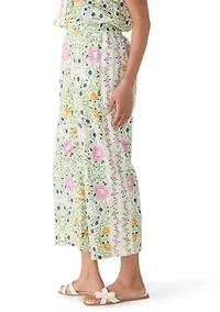 Women's Wide Leg Floral Linen Pants