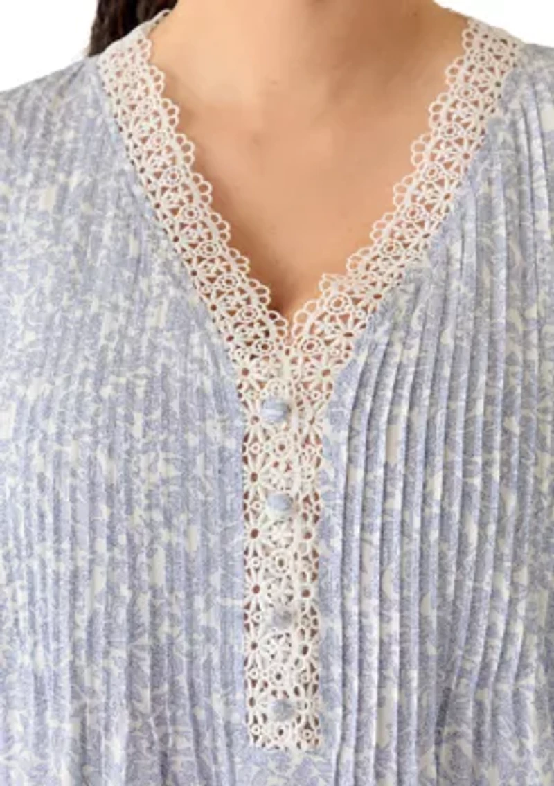 Plus Three-Quarter Drop Shoulder Sleeve Crochet Top