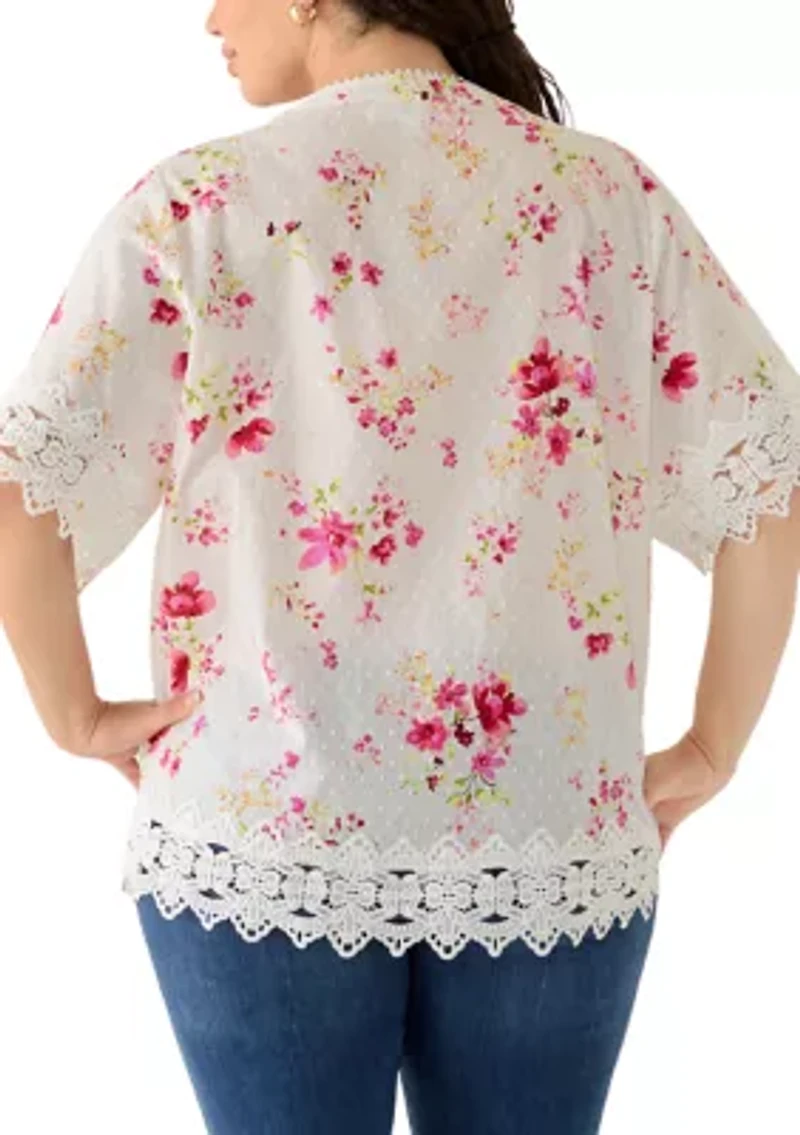 Plus Short Sleeve Crochet Top