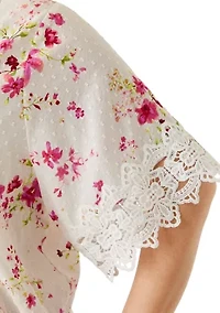 Plus Short Sleeve Crochet Top