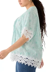 Plus Short Sleeve Crochet Top