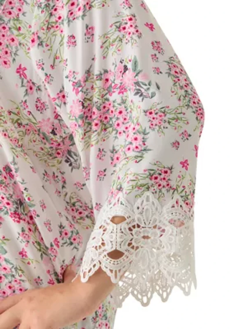 Plus Three-Quarter Drop Shoulder Sleeve Crochet Top