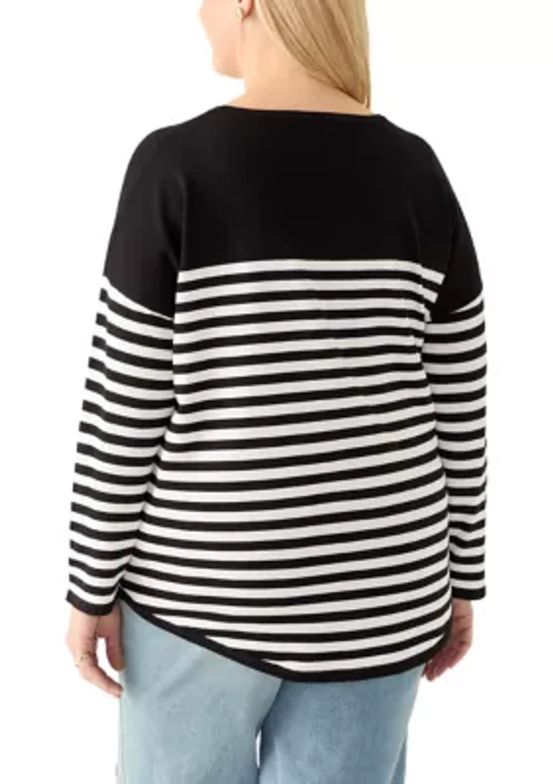 Plus Heart Intarsia Stripe Sweater