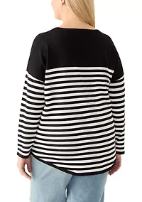 Plus Heart Intarsia Stripe Sweater