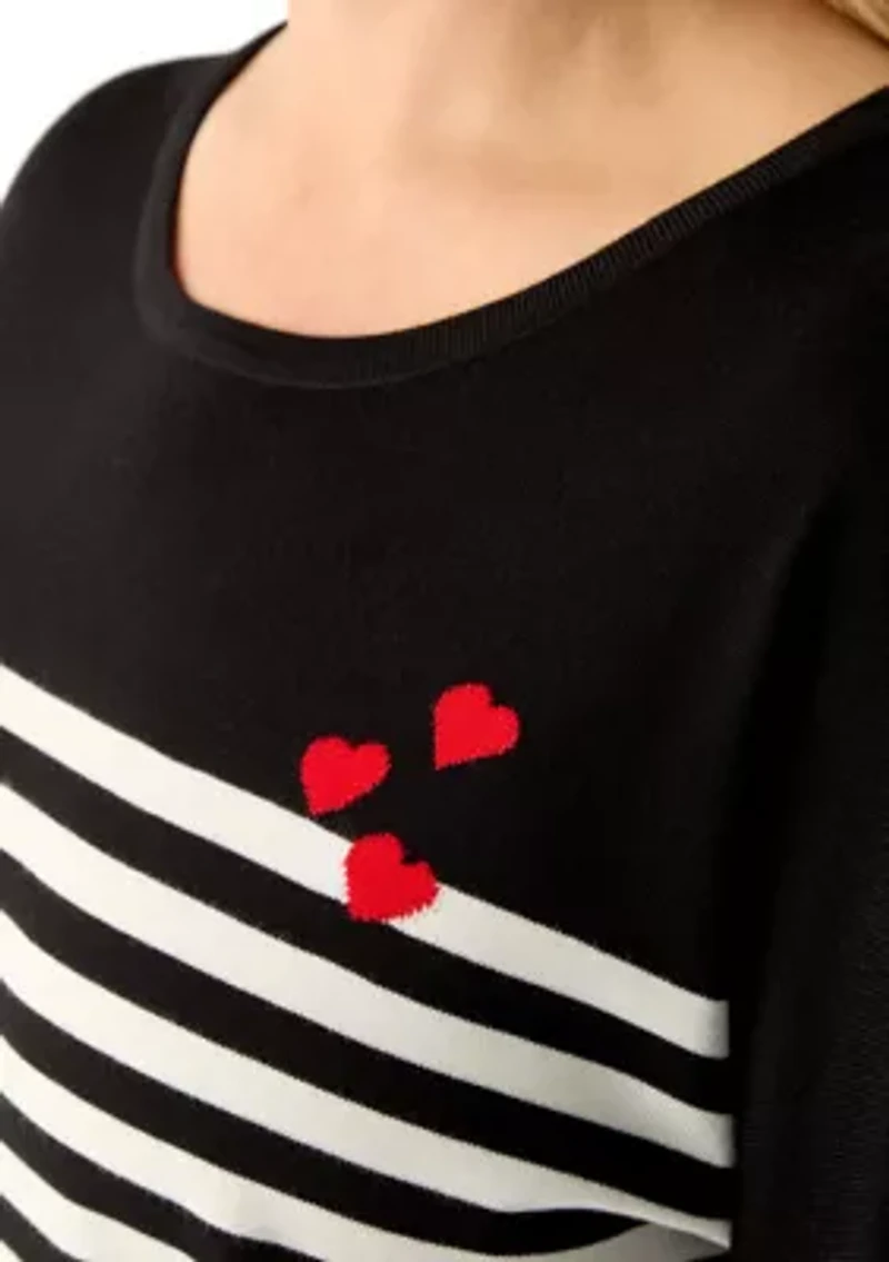 Plus Heart Intarsia Stripe Sweater