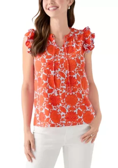 Women's Flutter Sleeve Printed Top