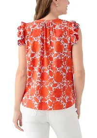 Women's Flutter Sleeve Printed Top