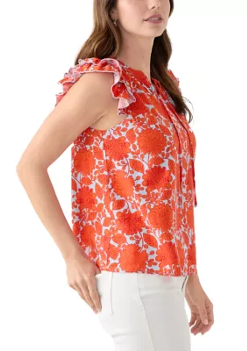Women's Flutter Sleeve Printed Top