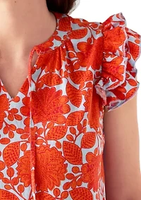 Women's Flutter Sleeve Printed Top