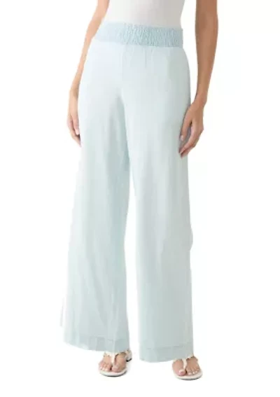 Women's Pull On Smocked Waist Wide Leg Pants
