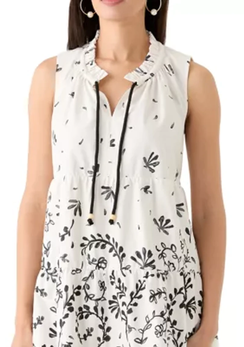 Women's Printed Sleeveless Tiered Dress
