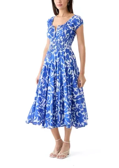 Women's Printed Split Neck Dress