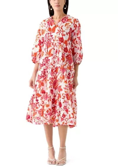 Women's Tiered Printed Midi Dress