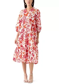 Women's Tiered Printed Midi Dress