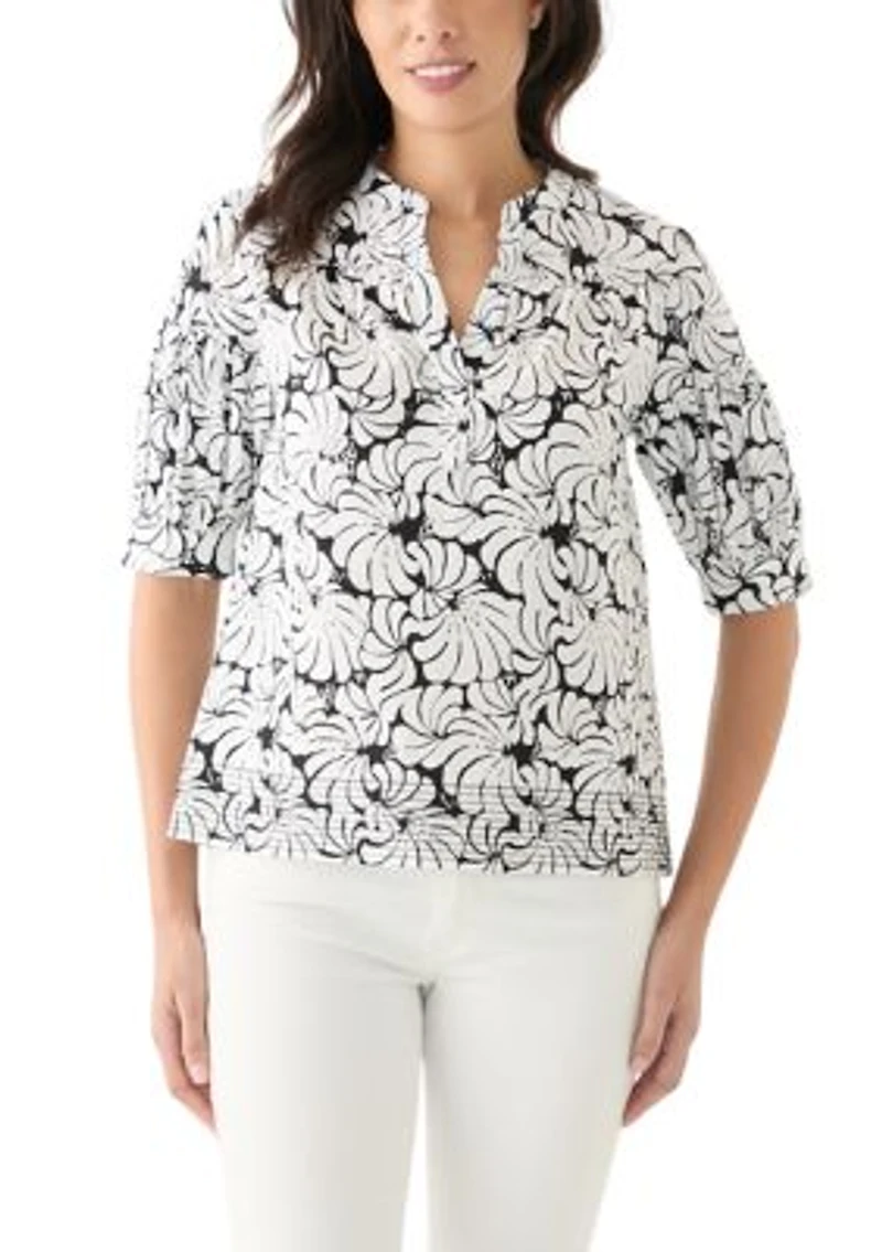 Women's Elbow Sleeve Printed Top