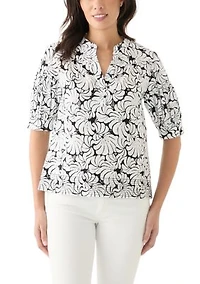 Women's Elbow Sleeve Printed Top