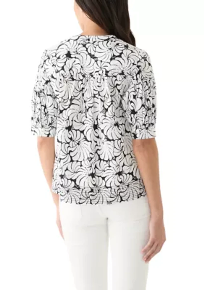 Women's Elbow Sleeve Printed Top