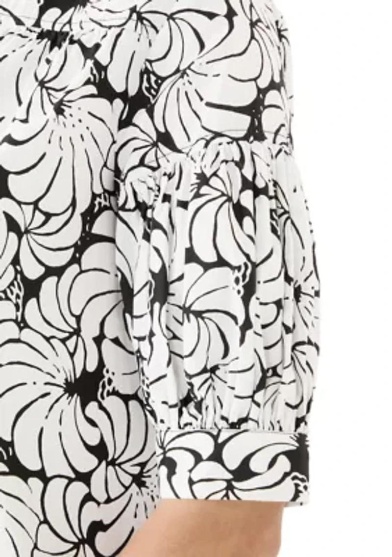 Women's Elbow Sleeve Printed Top