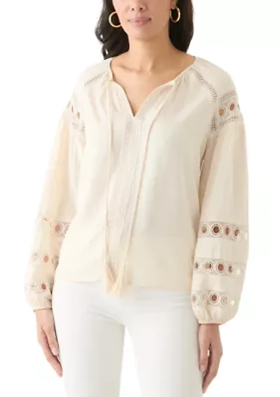 Women's Long Sleeve Tie Neck Blouse