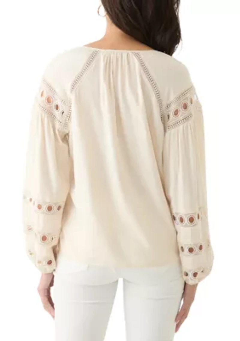 Women's Long Sleeve Tie Neck Blouse