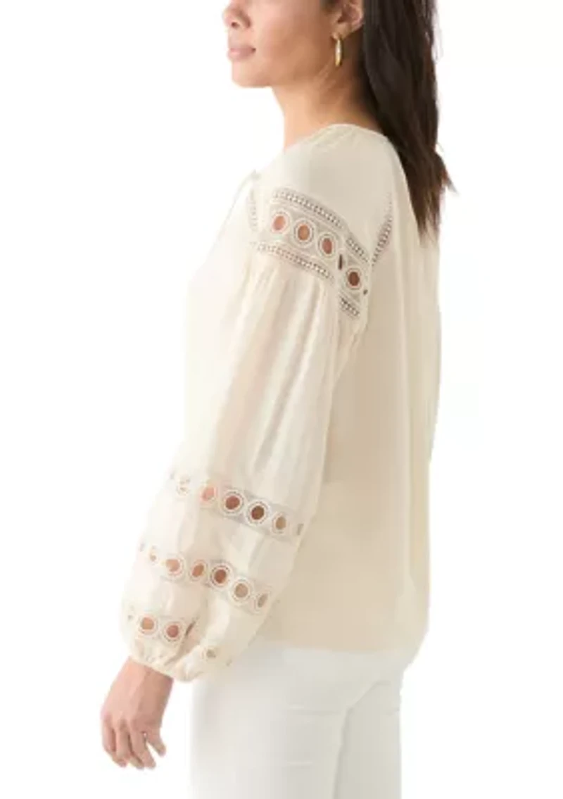 Women's Long Sleeve Tie Neck Blouse