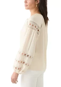 Women's Long Sleeve Tie Neck Blouse