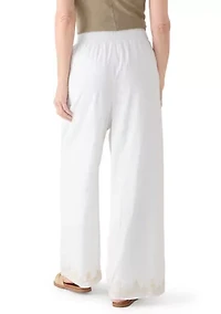Women's Smocked Waist Embroidered Pants