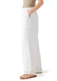 Women's Smocked Waist Embroidered Pants