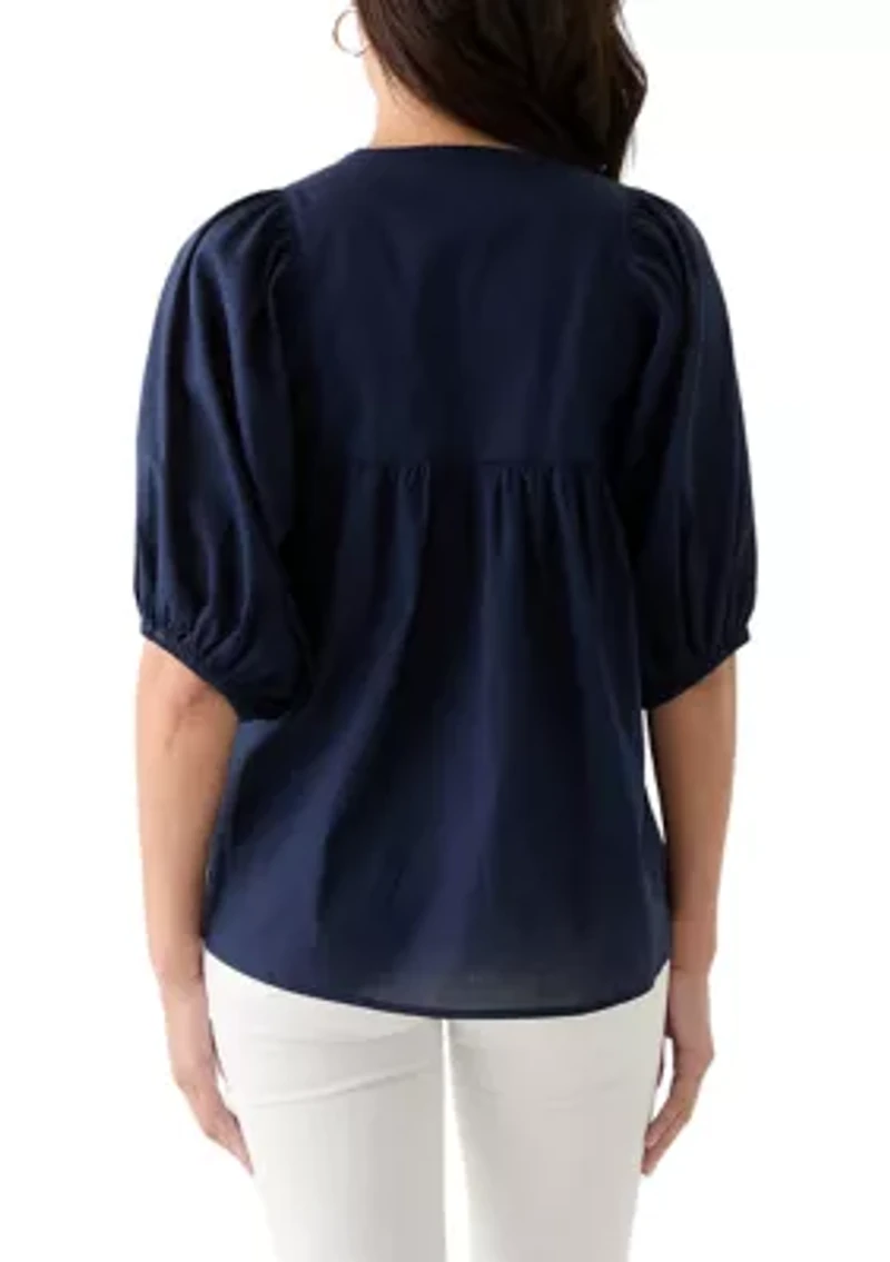 Women's Elbow Sleeve Solid Top
