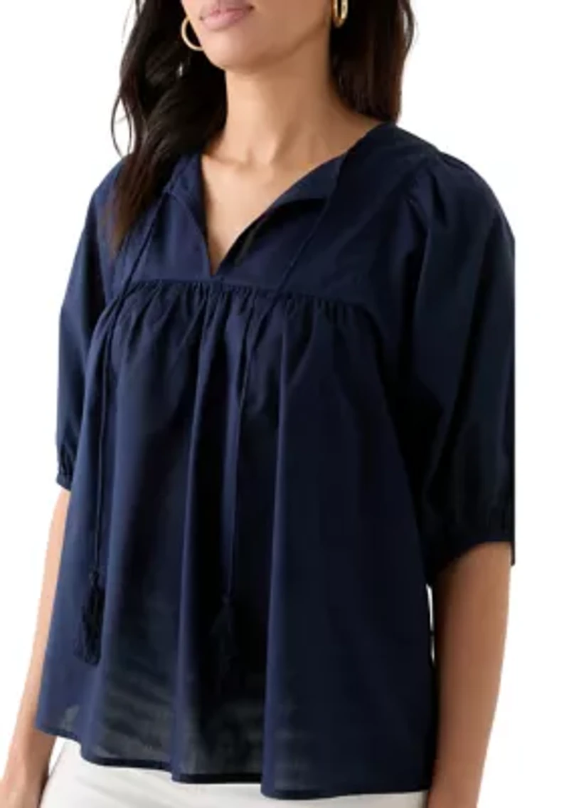 Women's Elbow Sleeve Solid Top