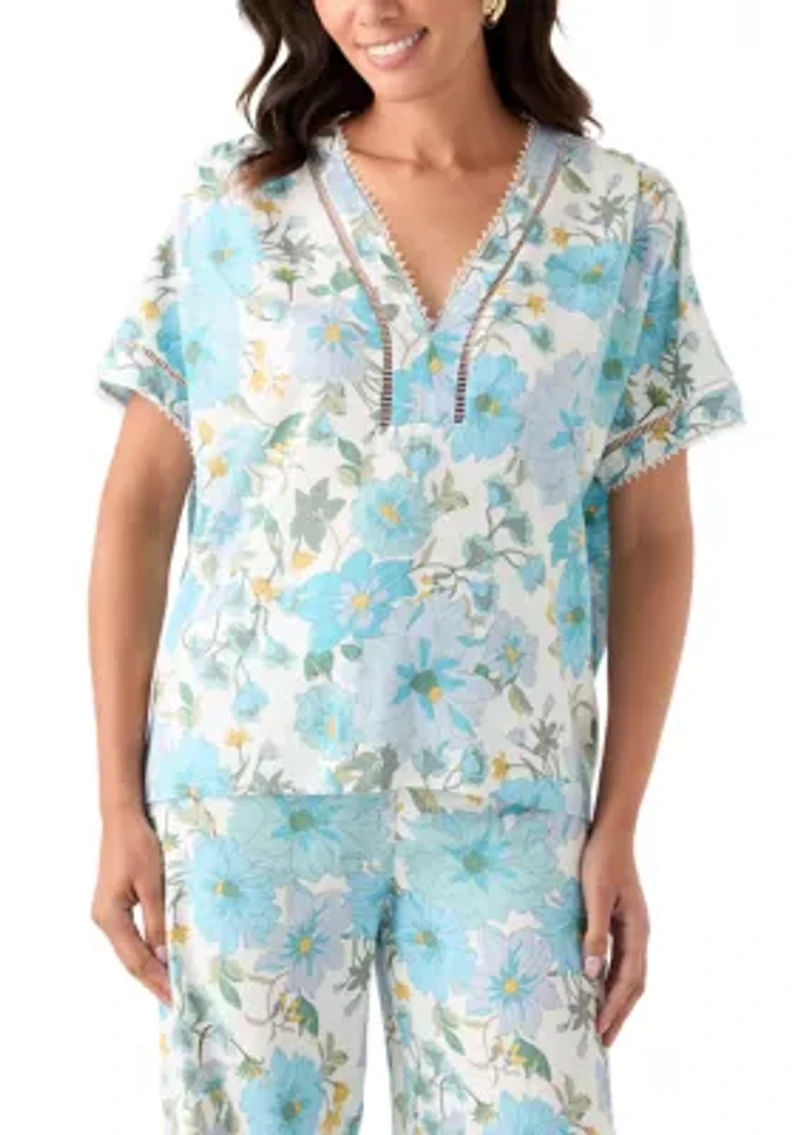 Women's Printed V-Neck Blouse