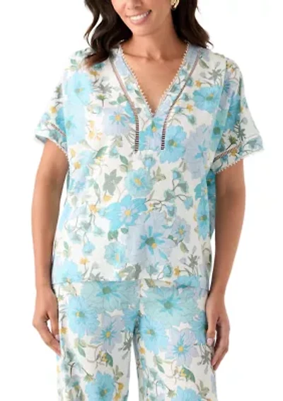 Women's Printed V-Neck Blouse