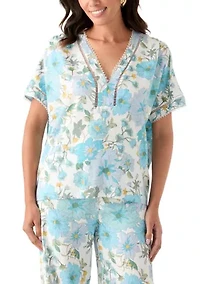 Women's Printed V-Neck Blouse