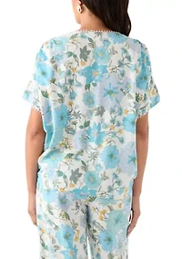 Women's Printed V-Neck Blouse