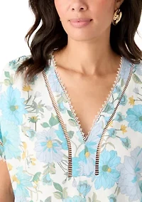 Women's Printed V-Neck Blouse