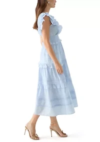 Women's Short Ruffle Sleeve V-Neck Tiered Dress