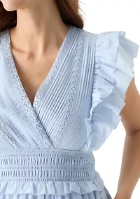 Women's Short Ruffle Sleeve V-Neck Tiered Dress