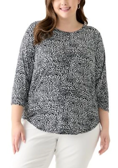Plus 3/4 Sleeve Pleat Back Knit Top